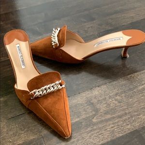 Manolo Blahnik suede mules